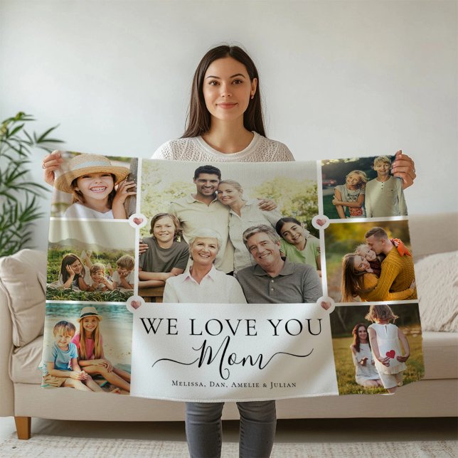 Moderne wir Liebe Sie Mama Familienfoto Collage Fleecedecke (Von Creator hochgeladen)