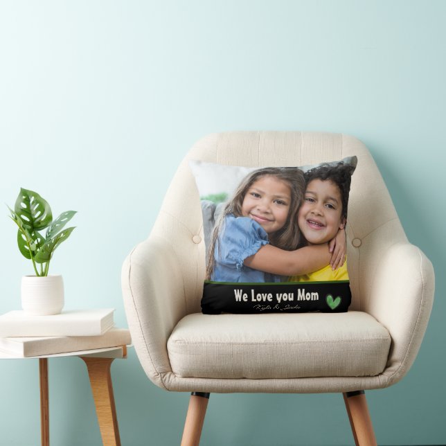 Moderne Wir Liebe Sie Mama Foto Personalisiert Kissen (Stuhl )
