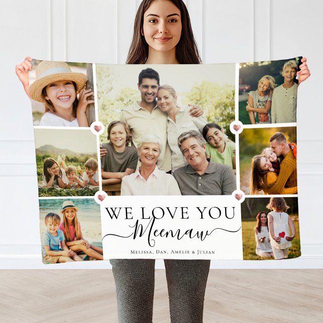 Moderne Wir Liebe Sie Meemaw Familienfoto Collage Fleecedecke (Von Creator hochgeladen)