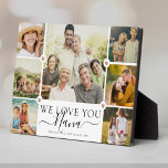 Moderne wir Liebe Sie Nana Familienfoto Collage Fotoplatte<br><div class="desc">Ein elegantes,  modernes Muttertagsgeschenk: Eine trendige Instagram Foto Collage Plakette,  die WE LIEBE YOU NANA in hübscher Schrift neben Ihren Namen und 7 Ihrer Lieblingsfotos,  die von süßen gedruckten Rose Goldherzen für die beste Oma aller Zeiten hervorgehoben werden.</div>