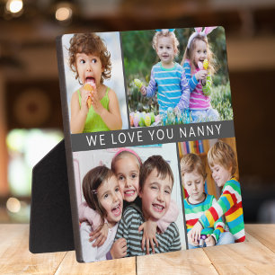 Moderne wir Liebe Sie Nanny 4 Foto Collage Gray Fotoplatte