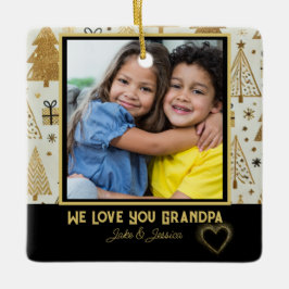 Moderne Wir Liebe Sie Opa Black und Gold Keramikornament