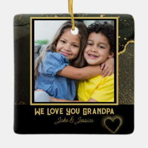 Moderne Wir Liebe Sie Opa Schwarz-Gold-Foto Keramikornament