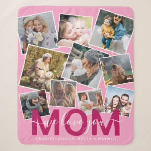Moderne "Wir lieben Dich" Fotocollage Mama Sherpadecke