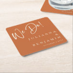 Moderne wir machen elegante, maßgeschneiderte Hoch Rechteckiger Pappuntersetzer<br><div class="desc">Moderne tun wir elegante,  kundenspezifische Burnt Orange Wedding Square Paper Untersetzer</div>