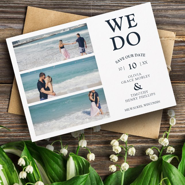 Moderne wir machen Kalligrafie 3 Fotos Collage Wed Save The Date (Von Creator hochgeladen)