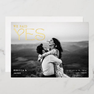 Moderne wir sagten ja Foto Elopement Hochzeit Folieneinladung