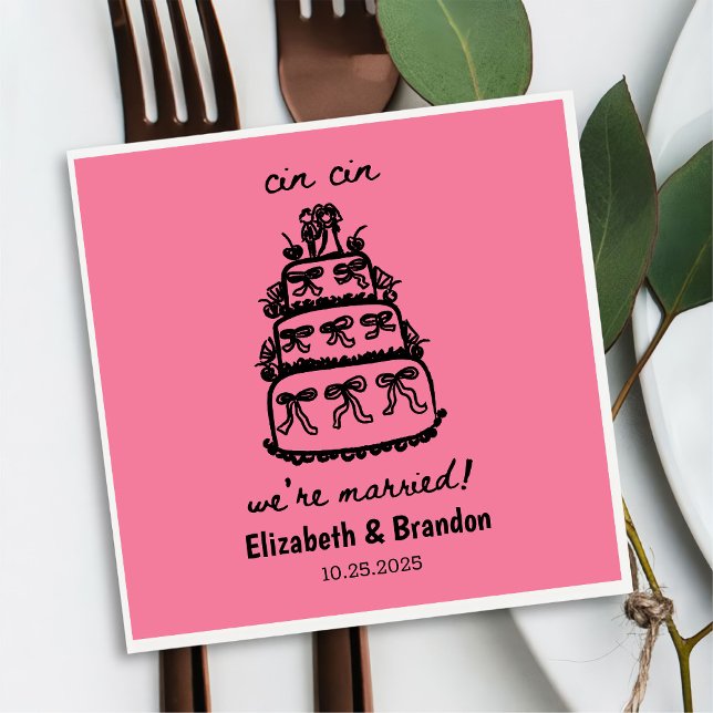 Moderne Wir sind Verheiratet Personalisierte Hochz Serviette (Von Creator hochgeladen)