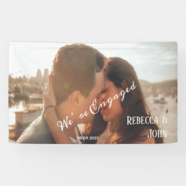 Moderne Wir sind Verlobte Party Foto Script Hinter Banner