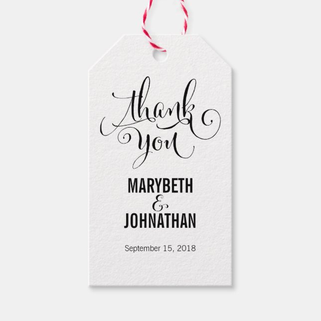 Moderne wir tun Script Hochzeit Danke Tag Geschenkanhänger (Vorderseite)
