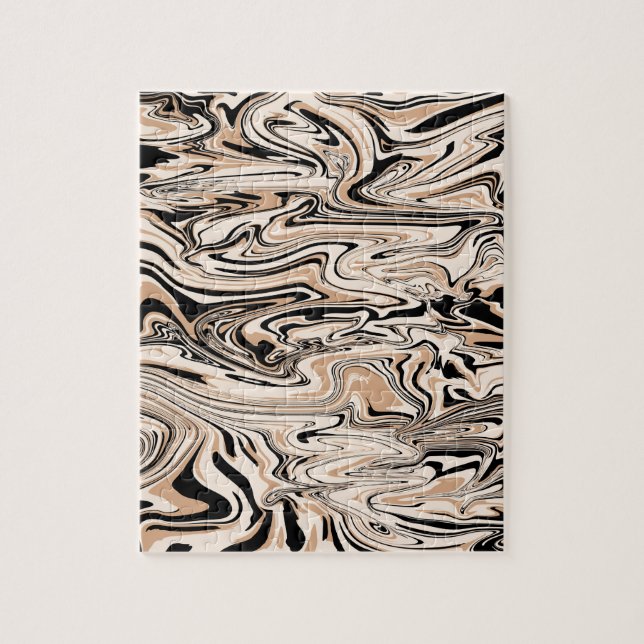 Moderne Wirbel Watercolor Brown Black Pattern (Vertikal)