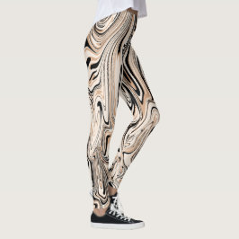 Moderne Wirbel Watercolor Brown Black Pattern Leggings