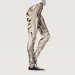 Moderne Wirbel Watercolor Brown Black Pattern Leggings