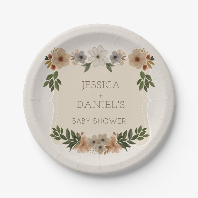 Moderne Woodland Babydusche Teller (Vorderseite)