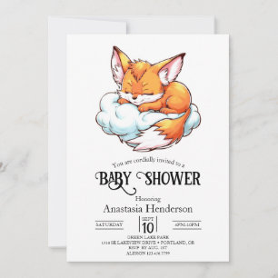 Moderne Woodland Digital Fox Kinderdusche Einladung