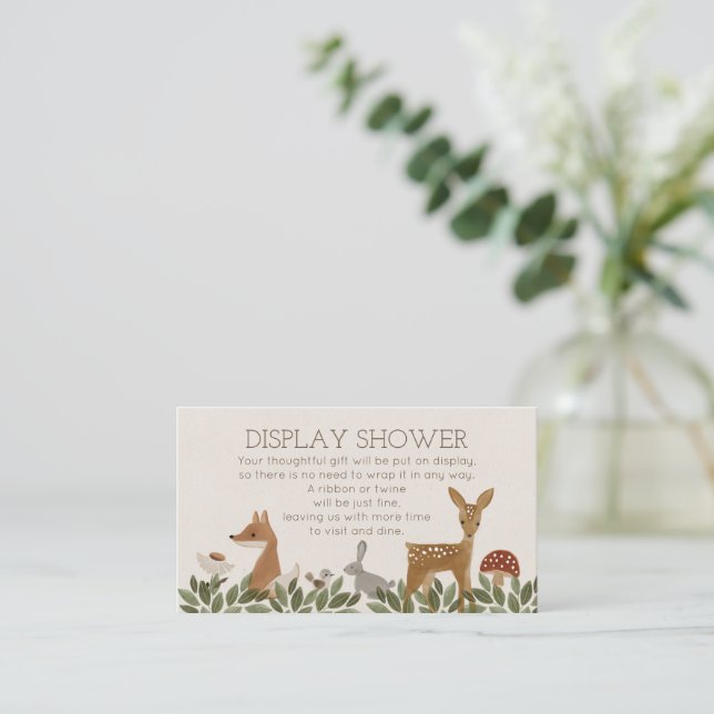 Moderne Woodland Display Dusche Babyduschkarte Begleitkarte (Stehend Vorderseite)