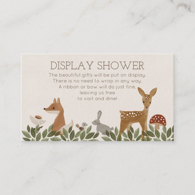 Moderne Woodland Display Dusche Babyduschkarte Begleitkarte (Vorderseite)