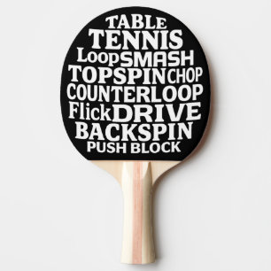 Moderne Wortkunst-Typografie   Weißer Text Ping Po Tischtennis Schläger