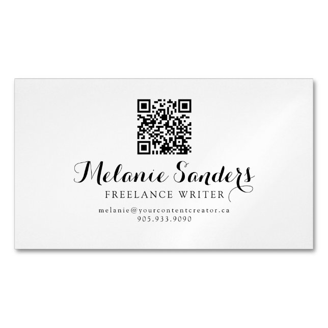 MODERNE WRITER B&W AJOUTER QR CODE Carte de visite (devant)