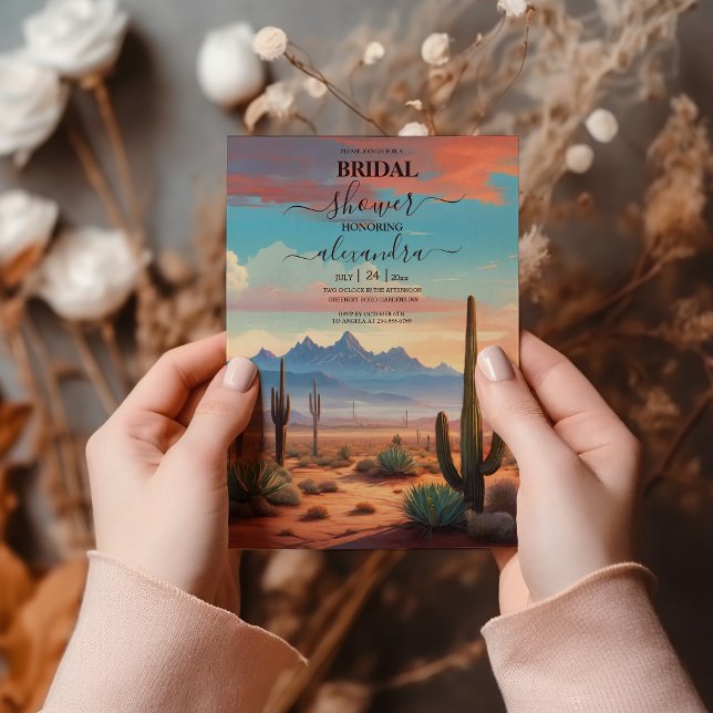 Moderne Wüstenkaktus Landschaftshochzeit Einladung (Von Creator hochgeladen)