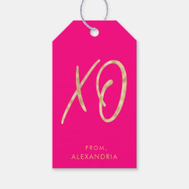 Moderne XO Pink Imitate Gold Valentine's Geschenkt Geschenkanhänger