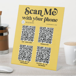 Moderne Yellow QR Code Business Networking Trendy Sockelschild