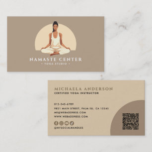 Moderne Yoga/Wellness Lotus-Pose-Socials QR-Code Visitenkarte