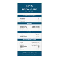 Moderne Zahnärztin Orthodontist Preisliste Blau
