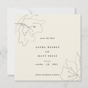 Moderne zarte Eggshell Floral Save The Date