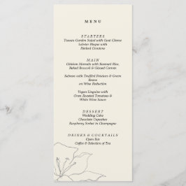 Moderne, zarte Eggshell Floral Wedding Menükarte