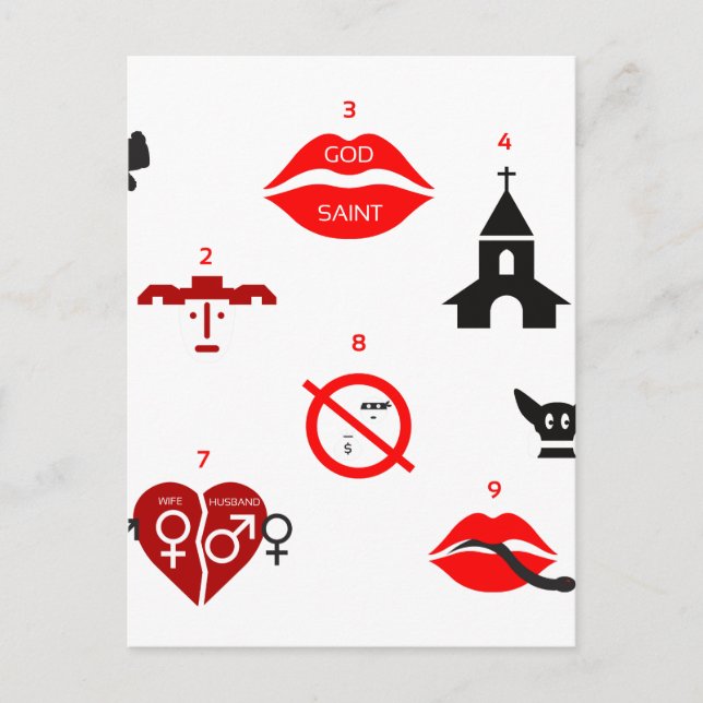 moderne zehn Gebote Postkarte (Vorderseite)