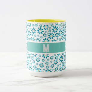 Moderne zeitgenössische Daisy-Blume Zweifarbige Tasse
