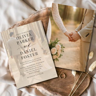 Moderne zeitgenössische Foto-Overlay-Hochzeit Einladung
