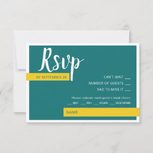 Moderne, zeitgenössische grüne und gelbe Hochzeit  RSVP Karte