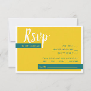Moderne, zeitgenössische grüne und gelbe Hochzeit  RSVP Karte