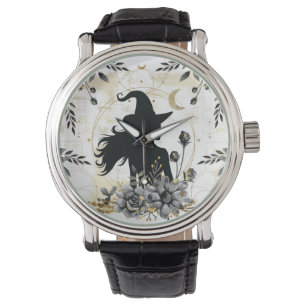 Moderne zeitgenössische Halloween-Hexe 3 Armbanduhr