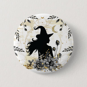 Moderne zeitgenössische Halloween-Hexe 3 Button