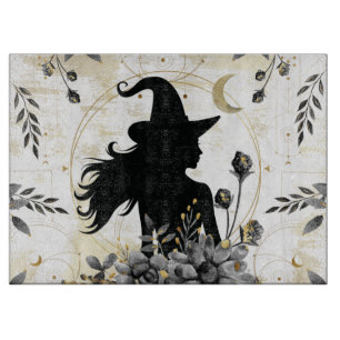 Moderne zeitgenössische Halloween-Hexe 3 Schneidebrett