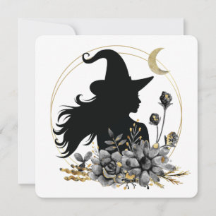 Moderne zeitgenössische Halloween-Hexe Einladung