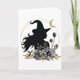 Moderne zeitgenössische Halloween-Hexe Karte