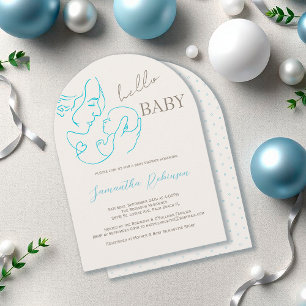 Moderne zeitgenössische Hello Baby Baby Baby Babyd Einladung