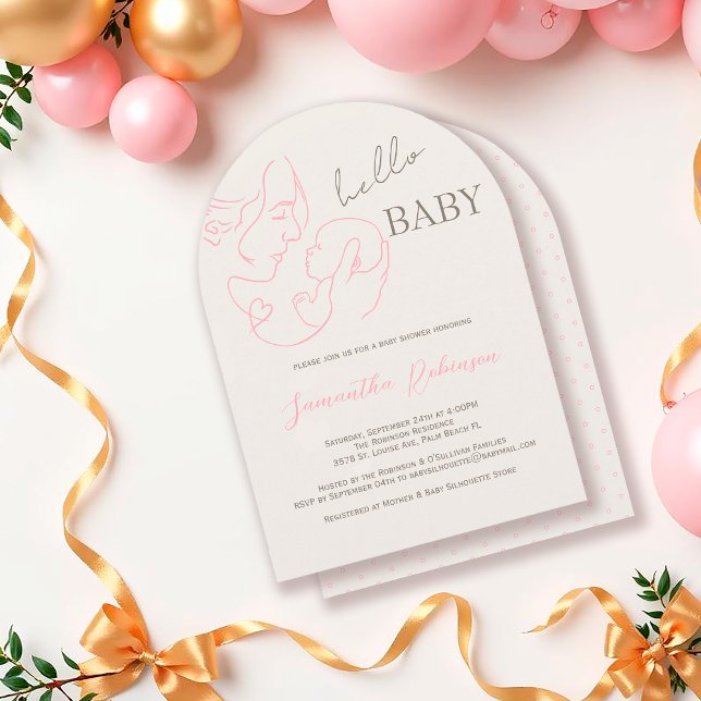 Moderne zeitgenössische Hello Baby Girl Baby Dusch Einladung (Von Creator hochgeladen)