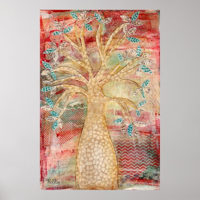 Moderne, zeitgenössische Mixed Media Grunge Kunst, Poster (Vorne)