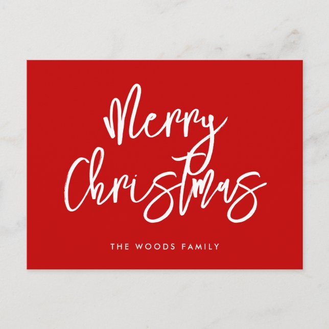 Moderne zeitgenössische rote frohe Weihnachten (Vorderseite)