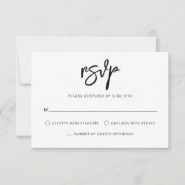 Moderne zeitgenössische Schwarz-weiße Hochzeit RSVP Karte