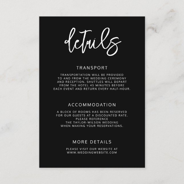 Moderne, zeitgenössische Skriptsprache Schwarze Ho Begleitkarte (Vorderseite)