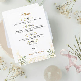 Moderne, zeitlose Elegant Gold Einfache Größe Grün Menükarte