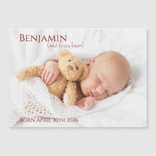 Moderne zeitlose Foto-Magnet-Baby-Ankündigung Magnetkarte