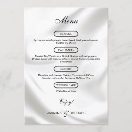 Moderne zeitlose Luxus Textur Hochzeitsschick Weiß Menükarte