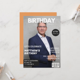Moderne Zeitschriftencover für ihn 67. Geburtstag Einladung